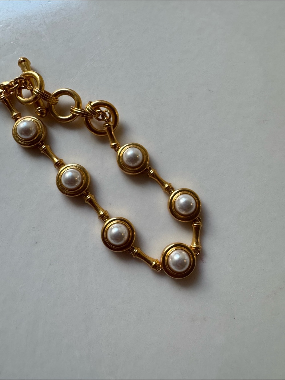 Julie Vos Gold-Tone Bracelet with White Pearl Cabochons - Picture 3 of 3